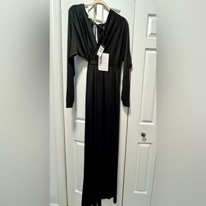 BCBG Stretchy Black Long Sleeve Maxi Gown with Sleeves